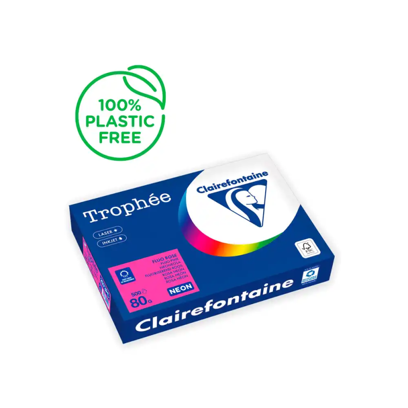 Papel color trophee a4 80gr rosa neon paquete de 500 hojas