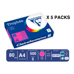 Papel color trophee a4 80gr rosa neon paquete de 500 hojas