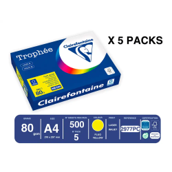 Papel color trophee a4 80gr amarillo neon paquete de 500 hojas