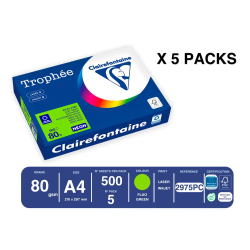 Papel color trophee a4 80gr verde neon paquete de 500 hojas