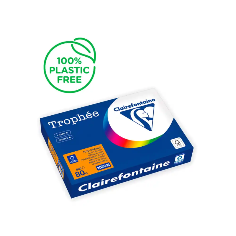 Papel color trophee a4 80gr naranja neon paquete de 500 hojas