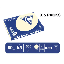 Papel color trophee a3 80gr crema pastel paquete de 500 hojas