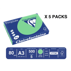 Papel color trophee a3 80gr verde pastel paquete de 500 hojas