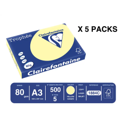 Papel color trophee a3 80gr canario pastel paquete de 500 hojas