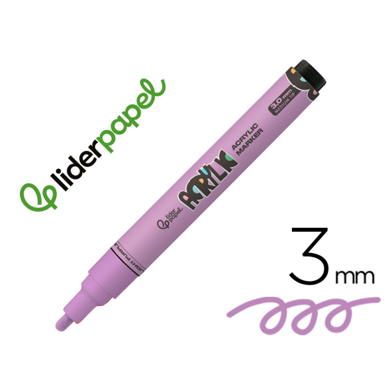 Rotulador liderpapel acrylic base agua todo tipo de superficie punta redonda 3 mm lila
