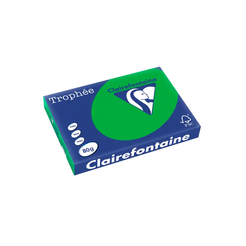 Papel color trophee a3 80gr verde intenso paquete de 500 hojas