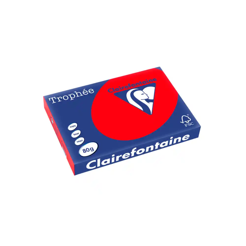 Papel color trophee a3 80gr rojo coral paquete de 500 hojas