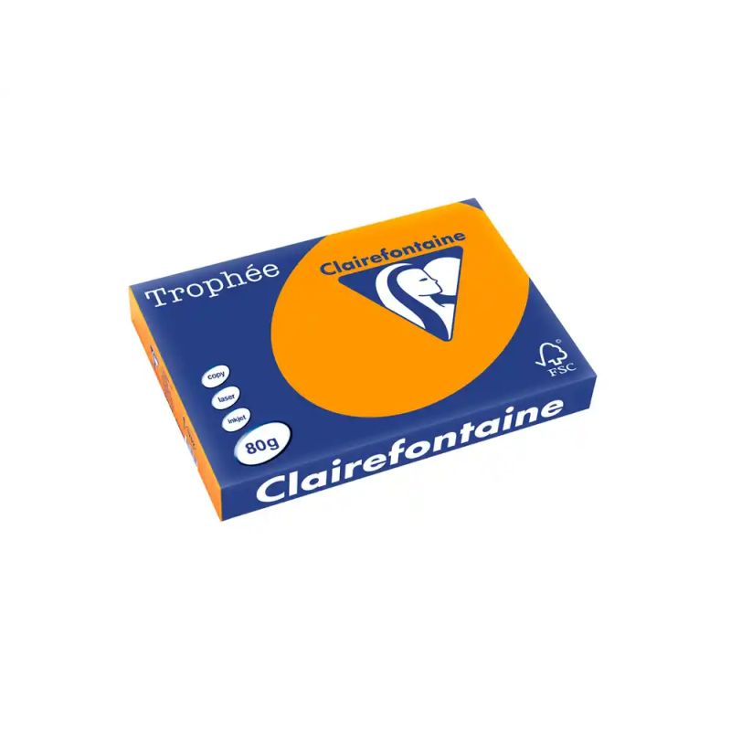 Papel color trophee a3 80gr naranja intenso paquete de 500 hojas