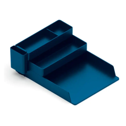 Bandeja sobremesa plastico q-connect organizador de escritorio con 4 departamentos color azul