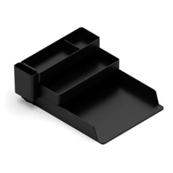 Bandeja sobremesa plastico q-connect organizador de escritorio con 4 departamentos color negro