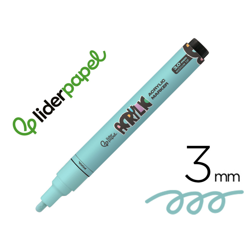 Rotulador liderpapel acrylic base agua todo tipo de superficie punta redonda 3 mm verde menta