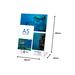 Expositor sobremesa archivo 2000 petg flexible en forma de l din a5 vertical 55x150x210 mm