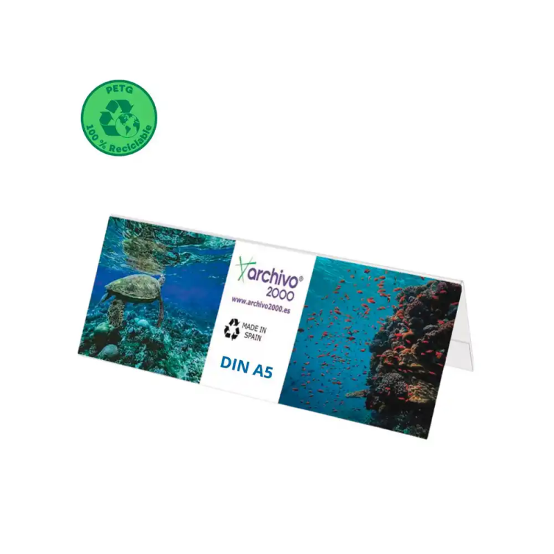 Identificador sobremesa archivo 2000 petg flexible visibilidad boble cara din a5 60x210x75 mm