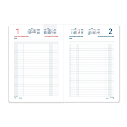 Dietario liderpapel 2026 cuarto 150x215 mm dia pagina color rojo papel 70 gr fsc