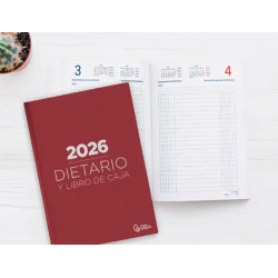 Dietario liderpapel 2026 cuarto 150x215 mm dia pagina color rojo papel 70 gr fsc