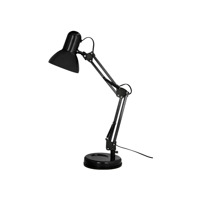 Lampara de escritorio q-connect polaris metalica coninterruptor brazo doble 3 articulaciones color negro