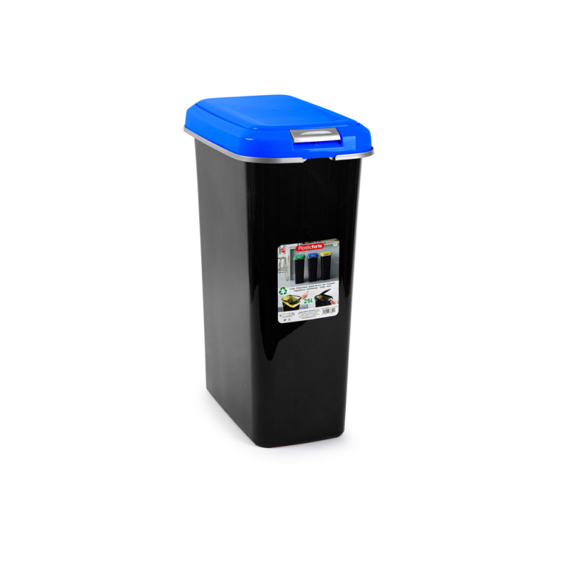 Contenedor para reciclaje plasticforte 25 l con tapa color azul parchis