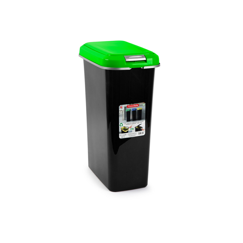 Contenedor para reciclaje plasticforte 25 l con tapa color verde parchis