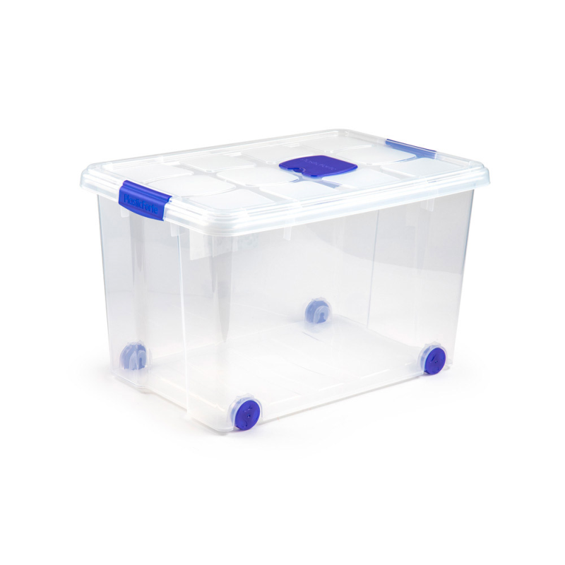 Contenedor de plastico plasticforte 55 litros n 4 transparente con tapa 590x400x350 mm