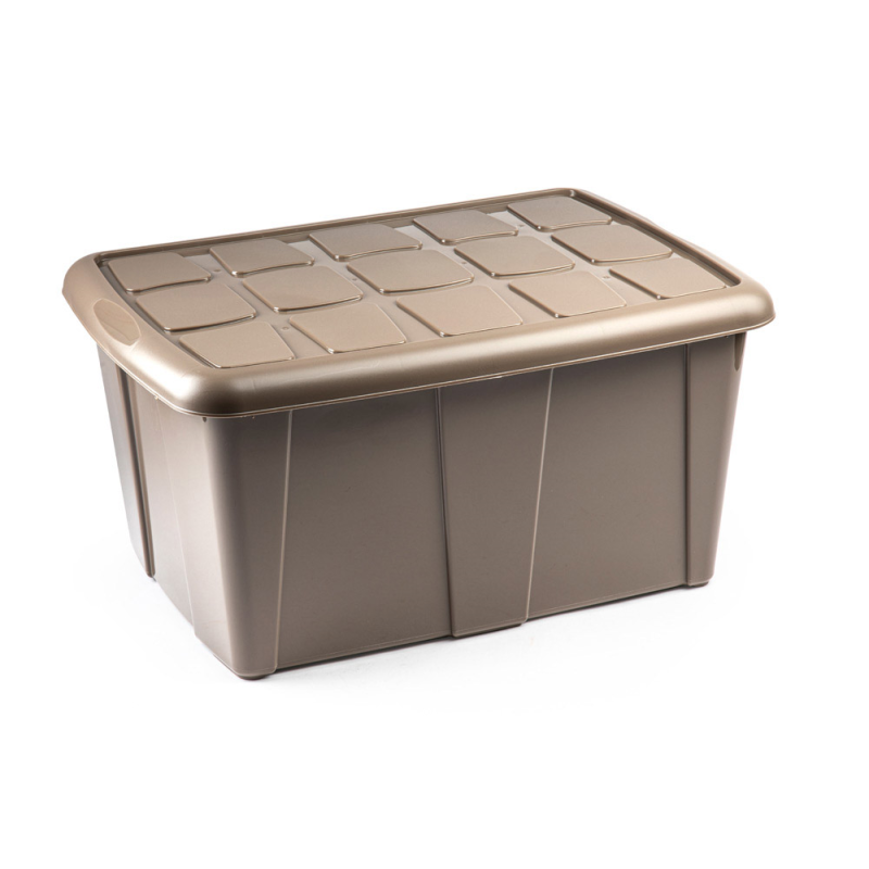 Contenedor de plastico plasticforte 60 litros n 18 beig con tapa 630x450x320 mm