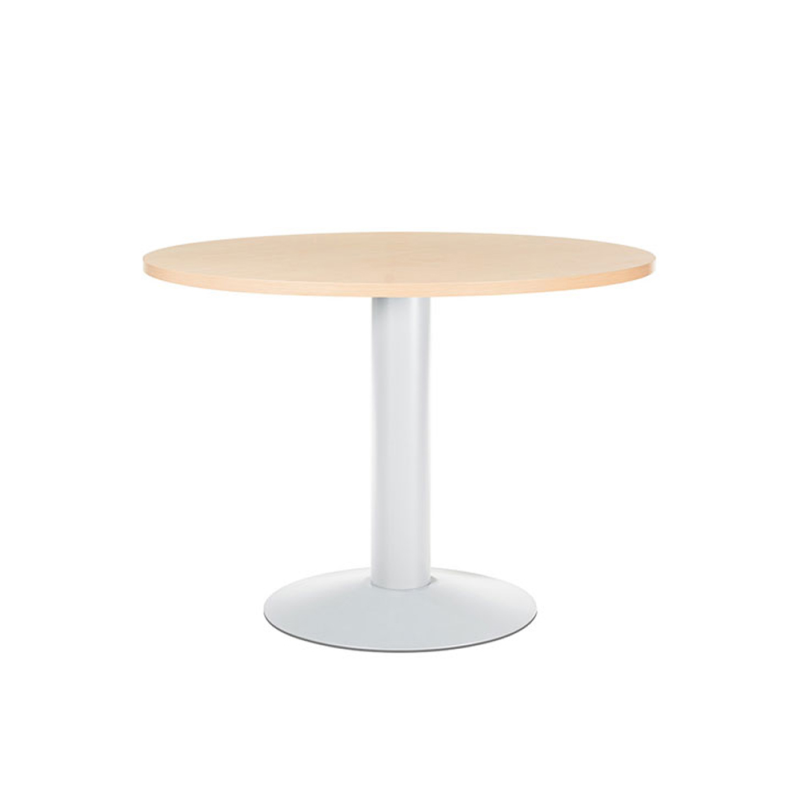 Mesa de reunion rocada meeting 3005atw01 estructura columna acero blanco tablero madera haya 100 cm diametro