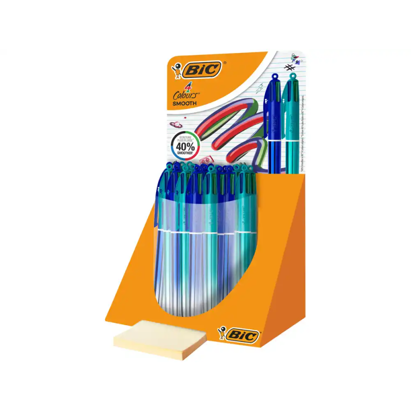 Boligrafo bic cuatro colores smooth gradiente expositor de 30 unidades colores surtidos