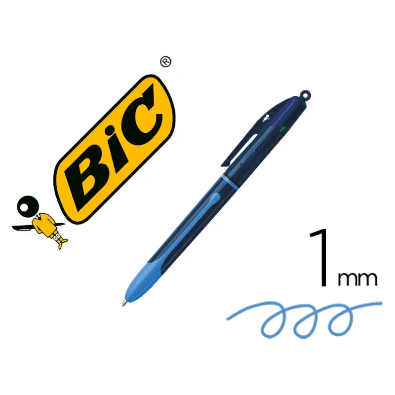Boligrafo bic cuatro colores smooth drop color azul