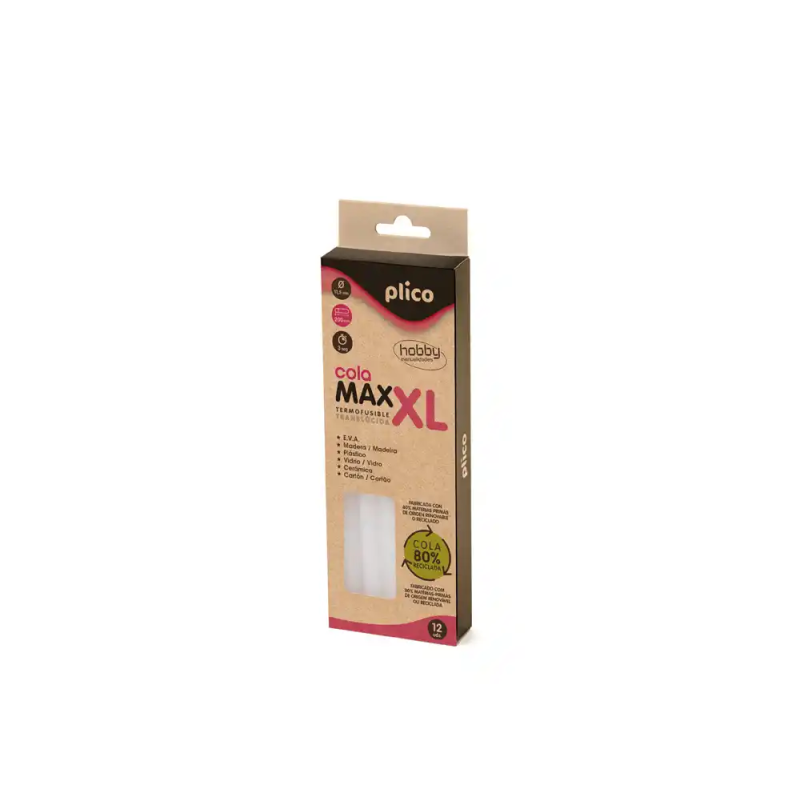 Barra termofusible plico cola maxi xl reciclada 11,5 mm de diametro x 200 mm de alto blister de 12 unidades