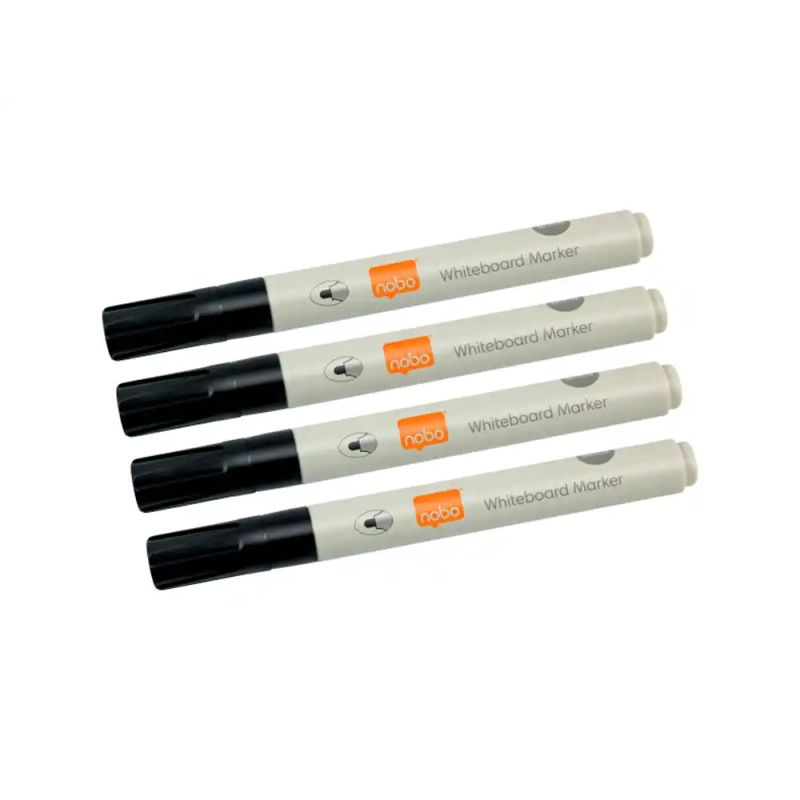 Rotulador nobo para pizarra blanca punta redonda 3 mm ecologico color negro blister de 4 unidades