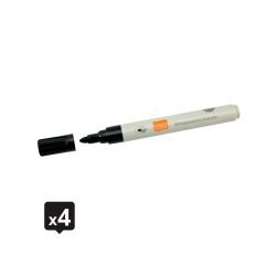 Rotulador nobo para pizarra blanca punta redonda 3 mm ecologico color negro blister de 4 unidades