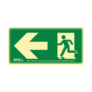 Pictograma archivo 2000 salida de emergencia izquierda pvc verde luminiscente 160x320 mm