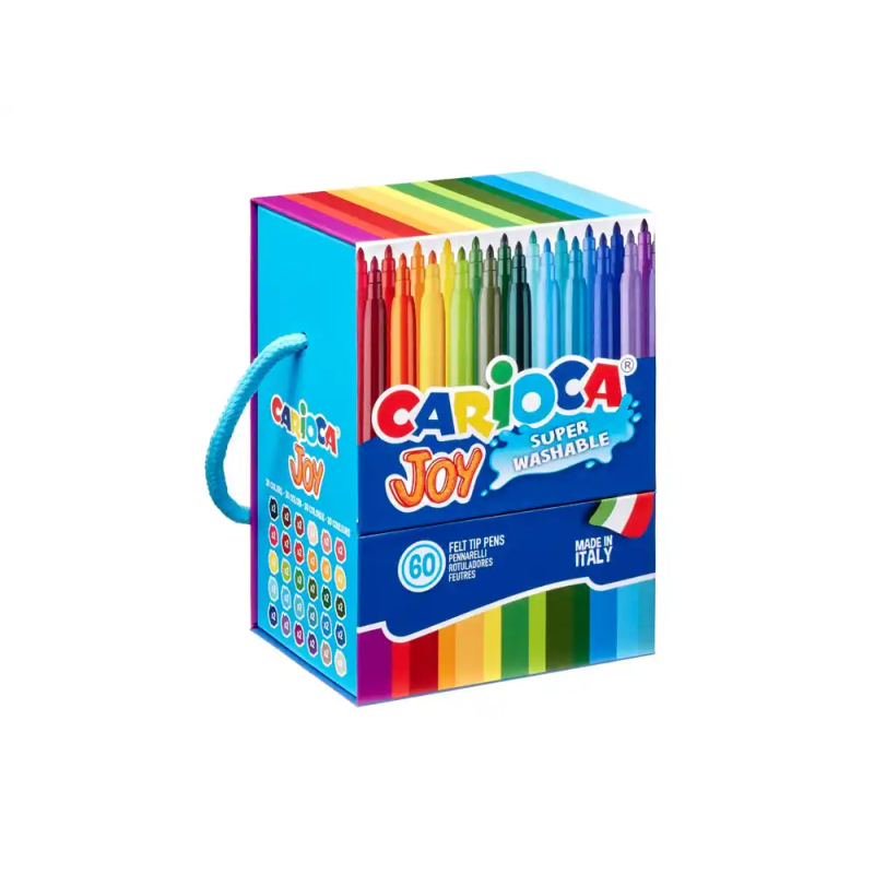 Rotulador carioca joy caja premium con asa 60 unidades colores surtidos