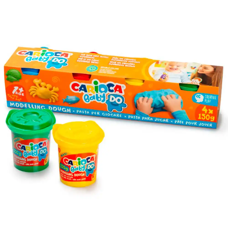 Pasta de modelar carioca baby do 150 ml caja de 4 unidades colores surtidos