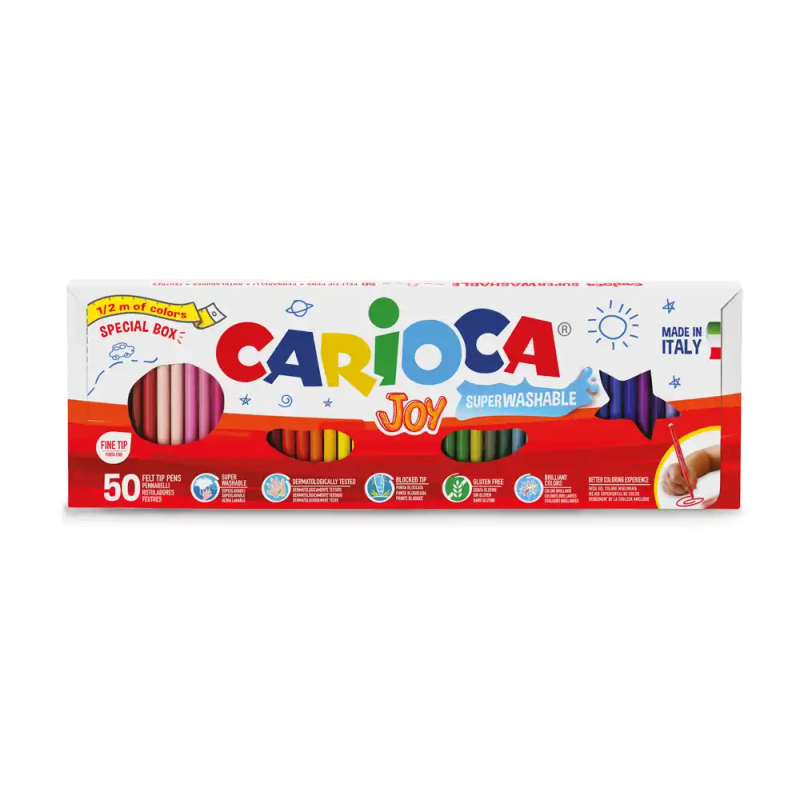 Rotulador carioca joy caja 1/2 metro caja de 50 unidades colores surtidos