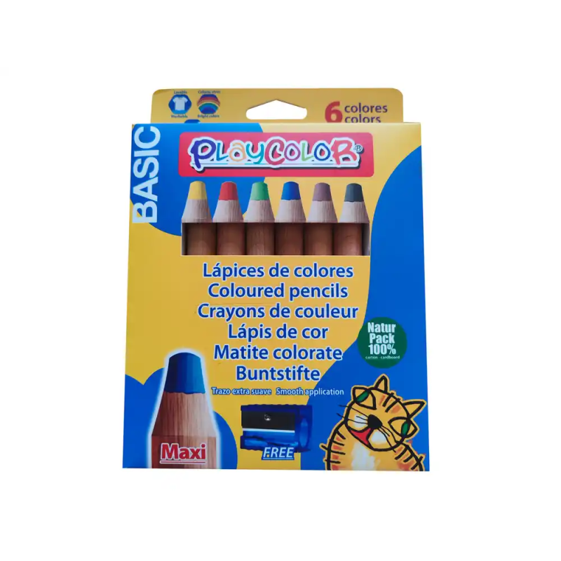 Lapices de colores playcolor maxi basic caja de 6 unidades colores surtidos