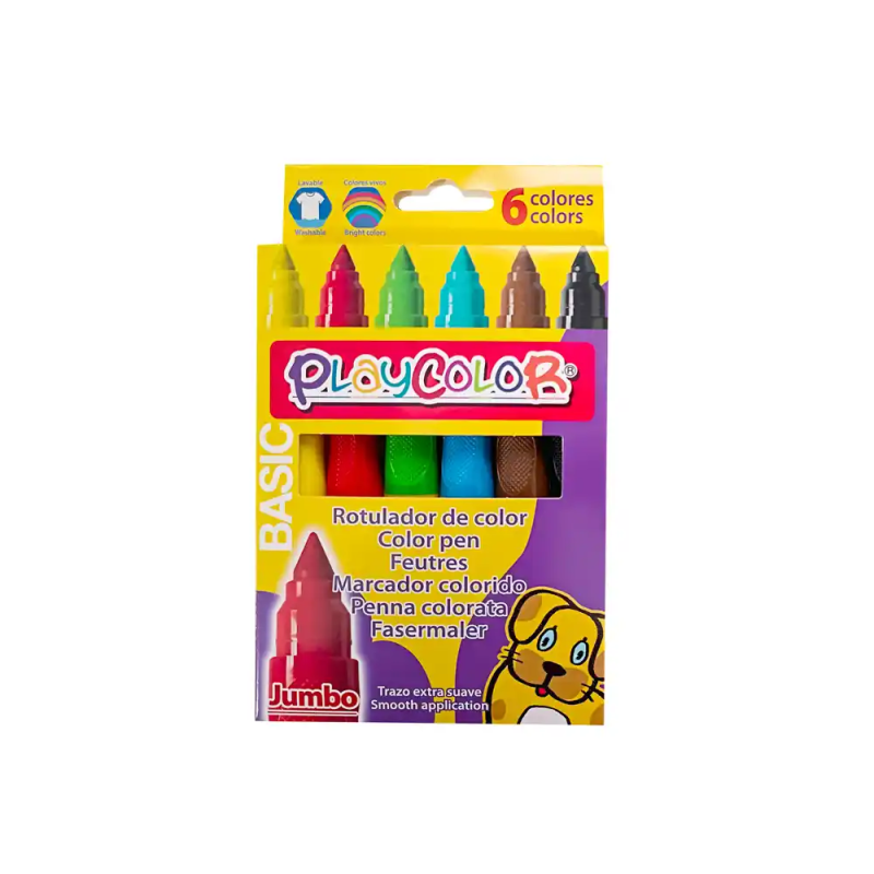 Rotulador playcolor maxi jumbo basic caja de 6 unidades colores surtidos