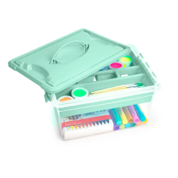 Caja organizadora plastico plasticforte n 9 con bandeja colores surtidos 27x34x18 cm