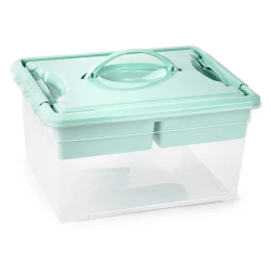 Caja organizadora plastico plasticforte n 9 con bandeja colores surtidos 27x34x18 cm