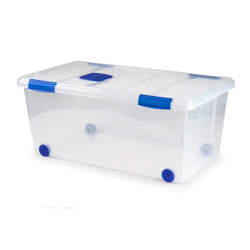 Contenedor plastico plasticforte n 7 transparente con tapa 61l 73x41x32 cm