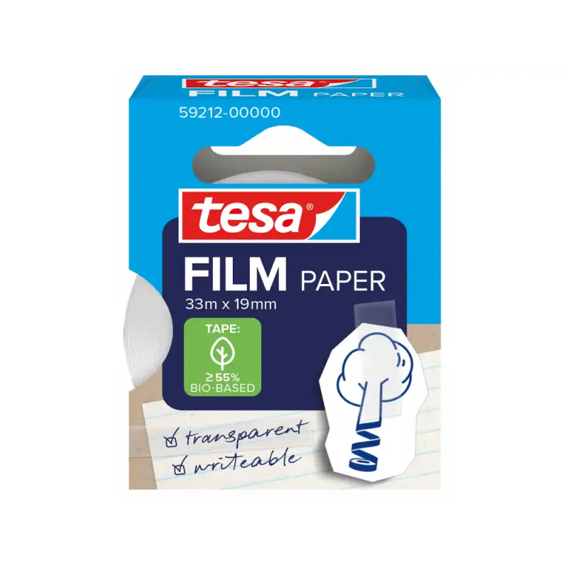 Cinta adhesiva tesa papel transparente 33 mt x 19 mm