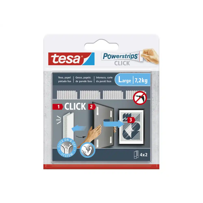 Tira adhesiva tesa powerstrips click hasta 7,2 kg 4x2
