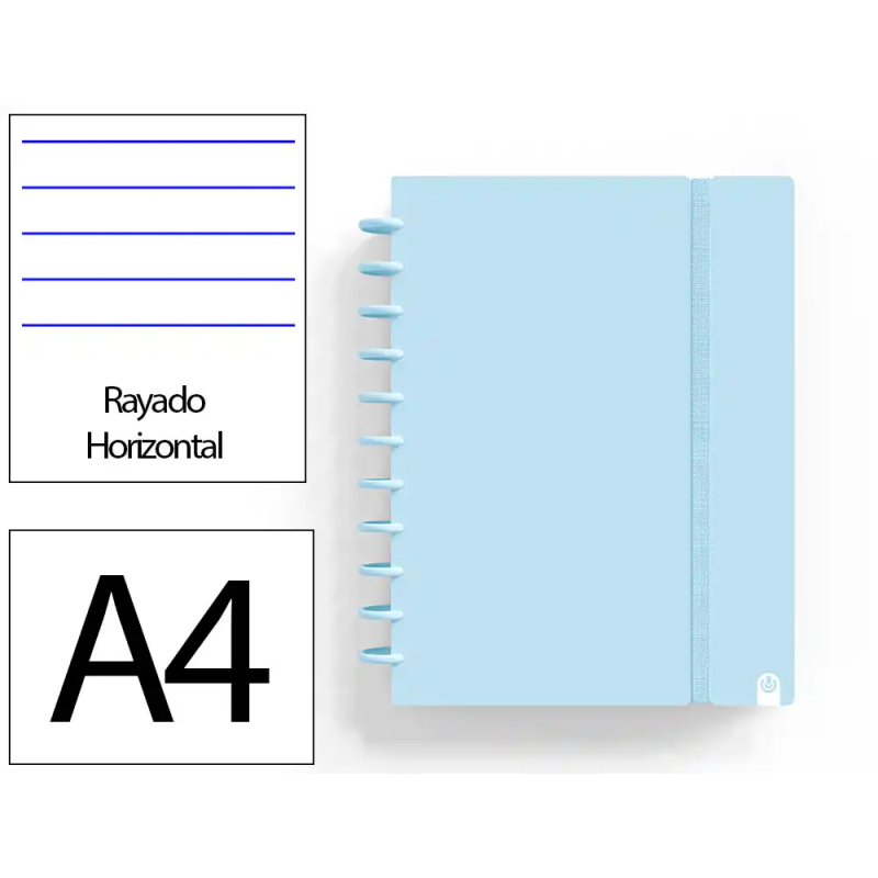 Cuaderno ingeniox foam a4 80h rayado horizontal azul pastel