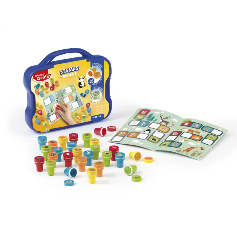 Juego maped creativ textur art sello animales maletin de 26 unidades