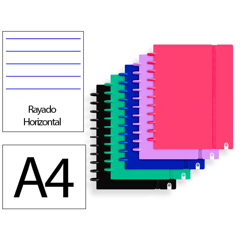 Cuaderno ingeniox foam a4 80h rayado horizontal colores intense surtidos