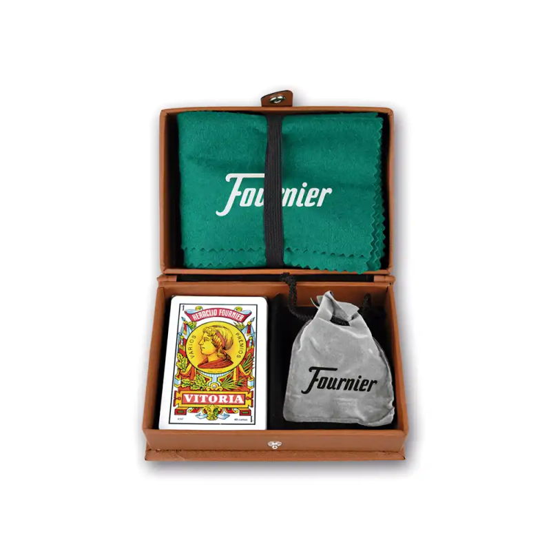Juego cartas fournier mus doble en estuche polipiel + tapete