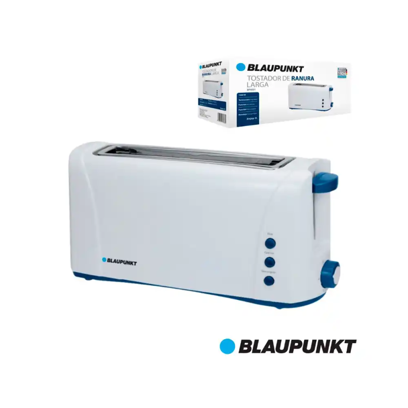 Tostador blaupunkt boca ancha 220v-1000w termostato 6 niveles con boton de parada color blanco