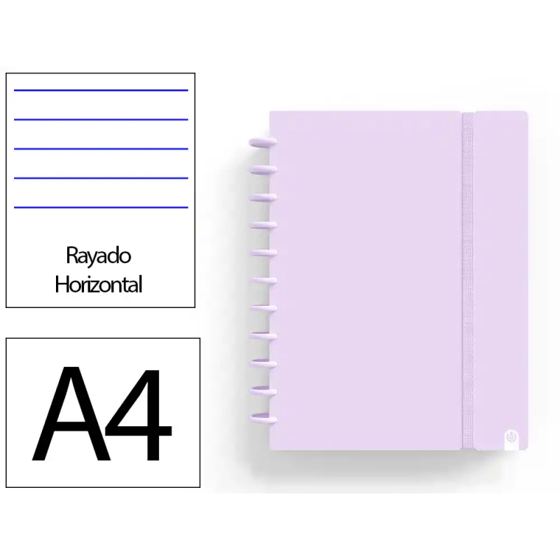Cuaderno ingeniox foam a4 80h rayado horizontal malva pastel