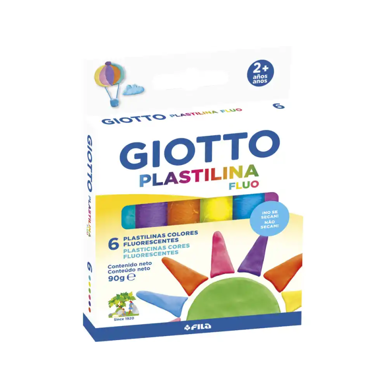 Plastilina giotto fluor caja de 6 unidades colores surtidos