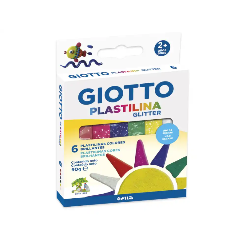 Plastilina giotto glitter caja de 6 unidades colores surtidos