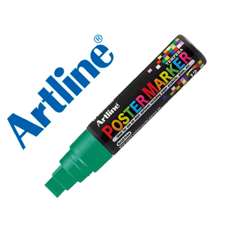 Rotulador artline poster marker epp-12 punta rectangular 12 mm color verde fluor